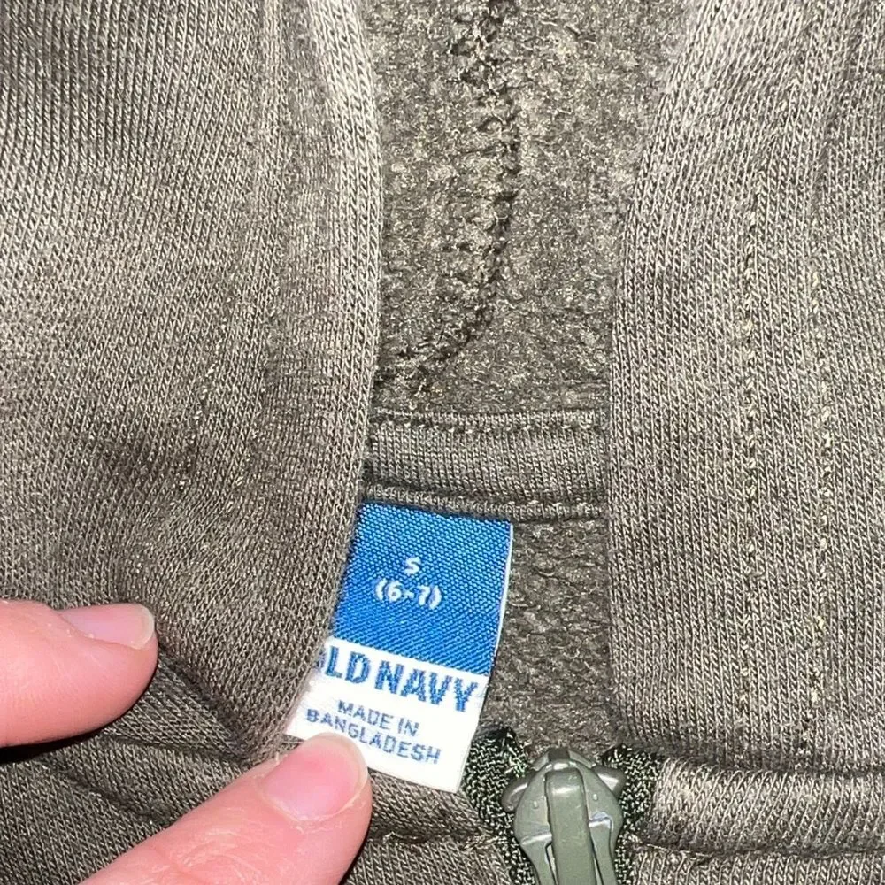 Old Navy Kids Olive Hoodie with Yellow Graphic